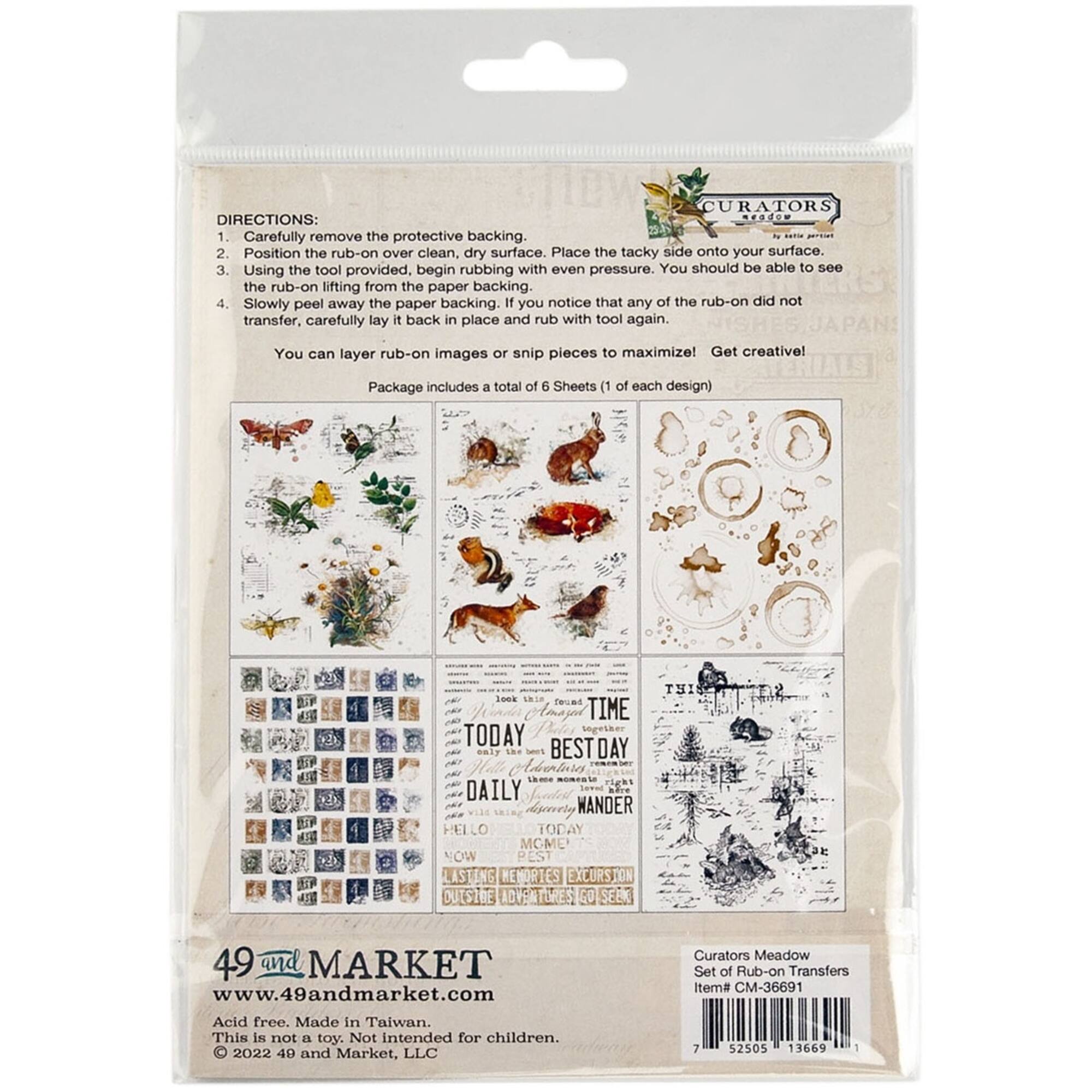 49 and Market Curators Meadow Rub-On Transfer Set